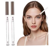 Lápiz para cejas resistente al agua, paquete de 2 lápices para cejas Microblading con punta ultrafina para trazos similares al cabello, de aspecto natural a prueba de manchas, marrón..