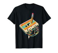 Lápiz Rebobinado Casete Old School Music Lover Party 80s 90s Camiseta gráfica económica