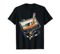 Lápiz Rebobinado Casete Old School Music Lovers Party 80s 90s Camiseta gráfica económica