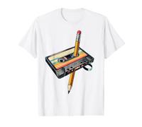Lápiz Rebobinado Casete Old School Music Lovers Party 80s 90s Camiseta gráfica económica