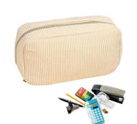 Lápiz titular Regla Organizador Multifunción Contenedor, Crema de color | Capacidad pana bolsa de plumas para escuela primaria niños escuela secundaria adolescentes adultos diario marcado pintura