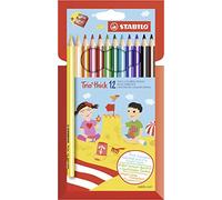 Lápiz triangular de color STABILO Trio Thick - Estuche con 12 colores y sacapuntas
