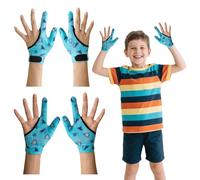 LAPLUIE 4 guantes de protección para chupar el pulgar para niños, guantes de compresión masticables para evitar chupar el pulgar y morderse los dedos para edades de 5 a 13 años (tiburón azul)