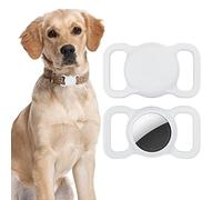 LAPONO 1 Pcs Airtag Collar para Perro Air Tag Funda Compatible con Airtags Apple Funda de Silicona para AirTag Case Protectora para Airtag Soporte de Seguimiento GPS para Gatos (Pet airtag -White)