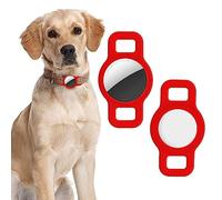 LAPONO 1 Pcs Airtag Collar para Perro Air Tag Funda Compatible con Airtags Apple Funda de Silicona para AirTag Case Protectora para Airtag Soporte de Seguimiento GPS para Gatos Perros (Red)