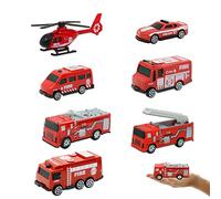 LAPONO 7 Mini CamióN De Bomberos Juguete Juguetes para Camiones De Bomberos CamióN De Bomberos Mini Modelo ConstruccióN VehíCulo De Juguete Regalo para NiñO Regalo De Fiesta De CumpleañOs De Navidad