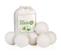 LAPONO Bolas Secadora de Ropa, Pack de 6 Bolas de Lana para Secadora, 100% Lana, 7 cm, Reutilizables con Bolsa de Algodón, Ayudan a Reducir Arrugas y Electricidad Estática, para Toallas y Plumíferos