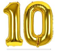 LAPONO Globo Numero 10 Dorados, 83cm Gigante Globo Helio Número Cumpleaños Fiestas Decoracion para Niño Niña Cumpleaños Boda Aniversario Festival Empresa Decoración