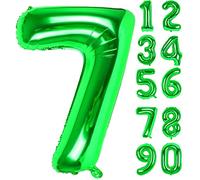 LAPONO Globo Numero 7 Verdes,Gigante Globo Helio Mylar Número 7 Cumpleaños Fiestas Decoracion para Niño Niña 7 Años Cumpleaños Boda Aniversario Festival Empresa Decoración