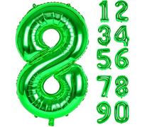 LAPONO Globo Numero 8 Verdes,Gigante Globo Helio Mylar Número 8 Cumpleaños Fiestas Decoracion para Niño Niña 8 Años Cumpleaños Boda Aniversario Festival Empresa Decoración