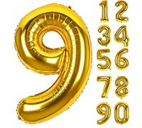 LAPONO Globo Numero 9 Dorados,Gigante Globo Helio Mylar Número 9 Cumpleaños Fiestas Decoracion para Niño Niña 9 Años Cumpleaños Boda Aniversario Festival Empresa Decoración