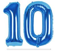 LAPONO Globos de Cumpleãnos 10 Azules, 83CM Número 1 y 0 Bluey Globo Helio Inflable de Lámina Decoracion Cumpleaños 10 Años Niños Globo Numeros Gigantes para Boda Aniversario Fiestas