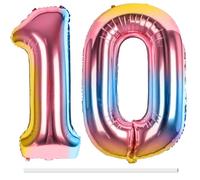 LAPONO Globos de Cumpleãnos 10 Colores, 83CM Número 1 y 0 Arcoiris Globo Helio Inflable de Lámina Decoracion Cumpleaños 10 Años Niños Globo Numeros Gigantes para Boda Aniversario Fiestas