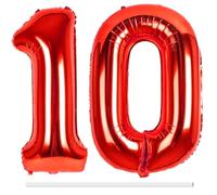 LAPONO Globos de Cumpleãnos 10 Rojos, 83CM Número 1 y 0 Rojo Globo Helio Inflable de Lámina Decoracion Cumpleaños 10 Años Niños Globo Numeros Gigantes para Boda Aniversario Fiestas