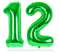 LAPONO Globos de Cumpleãnos 12 Verdes, 83CM Número 1 y 2 Verde Globo Helio Inflable de Lámina Decoracion Cumpleaños 12, 21 Años Niños Globo Numeros Gigantes para Boda Aniversario Fiestas