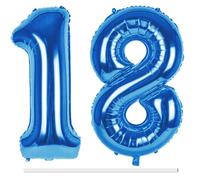 LAPONO Globos de Cumpleãnos 18 Azules, 83CM Número 1 y 8 Bluey Globo Helio Inflable de Lámina Decoracion Cumpleaños 18 Años Niños Globo Numeros Gigantes para Boda Aniversario Fiestas