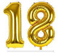 LAPONO Globos de Cumpleãnos 18 Dorados, 83CM Número 1 y 8 Oro Globo Helio Inflable de Lámina Decoracion Cumpleaños 18 Años Niños Globo Numeros Gigantes para Boda Aniversario Fiestas