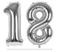 LAPONO Globos de Cumpleãnos 18 Plateados, 83CM Número 1 y 8 Plata Globo Helio Inflable de Lámina Decoracion Cumpleaños 18 Años Niños Globo Numeros Gigantes para Boda Aniversario Fiestas