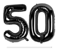 LAPONO Globos de Cumpleãnos 50 Negros, 83CM Número 5 y 0 Negro Globo Helio Inflable de Lámina Decoracion Cumpleaños 50 Años Mujer Hombre Globo Numeros Gigantes para Boda Aniversario Fiestas