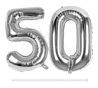 LAPONO Globos de Cumpleãnos 50 Plateados, 83CM Número 5 y 0 Plata Globo Helio Inflable de Lámina Decoracion Cumpleaños 50 Años Mujer Hombre Globo Numeros Gigantes para Boda Aniversario Fiestas