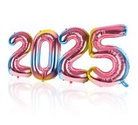 LAPONO Globos Numeros 2025 Colores, 83cm Gigantes Foil Globo Número 2025 Nuevo y Nochevieja Decoración Inflable Helio para New Year Party Festividades Fiesta Boda Aniversario Decoracion