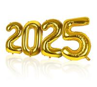 LAPONO Globos Numeros 2025 Dorados, 83cm Gigantes Foil Globo Número 2025 Nuevo y Nochevieja Decoración Inflable Helio para New Year Party Festividades Fiesta Boda Aniversario Decoracion