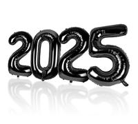 LAPONO Globos Numeros 2025 Negros, 83cm Gigantes Foil Globo Número 2025 Nuevo y Nochevieja Decoración Inflable Helio para New Year Party Festividades Fiesta Boda Aniversario Decoracion