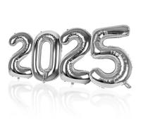 LAPONO Globos Numeros 2025 Plateados, 83cm Gigantes Foil Globo Número 2025 Nuevo y Nochevieja Decoración Inflable Helio para New Year Party Festividades Fiesta Boda Aniversario Decoracion