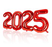 LAPONO Globos Numeros 2025 Rojos, 83cm Gigantes Foil Globo Número 2025 Nuevo y Nochevieja Decoración Inflable Helio para New Year Party Festividades Fiesta Boda Aniversario Decoracion