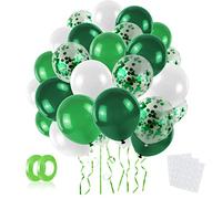 LAPONO Globos Verde Blancos 60 Piezas,12 Pulgadas Latex Transparente Confeti Helio Globo Kit Arco para Niño Niña Baby Shower Graduacion Cumpleaños Boda JunglaTemática Fiesta Fiesta Decoracion