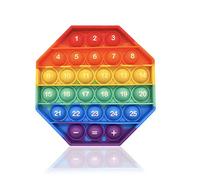 LAPONO Pop It Fidget Toy Push Bubble Sensoriales Juego Popit Antiestrés Juguete de Silicona para Aliviar el Estrés la Ansiedad para Niños y Adultos Pop-it Octógono Arco Iris con Números 12x12cm