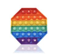 LAPONO Pop It Fidget Toy Push Bubble Sensoriales Juego Popit Antiestrés Juguete de Silicona para Aliviar el Estrés la Ansiedad para Niños y Adultos Pop-it Octógono Arco Iris con Letters 12x12cm