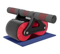 LAPONO Rueda Abdominal Rodillo Abdominales,Equipo de Entrenamiento Básico Ab Rodillos ABS Rebote Automatic y Doble Rueda con Alfombrilla Para Deporte En Casa Equipo De Núcleo Ejercicio (Rojo)