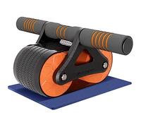 LAPONO Rueda Abdominal Rodillo Abdominales,Equipo de Entrenamiento Básico Ab Rodillos ABS Rebote Automatic y Doble Rueda con Alfombrilla Para Deporte En Casa Equipo De Núcleo Ejercicio (Naranja)