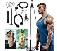 LAPONO Sistema de Poleas Gimnasio en Casa, Kit Musculación Fitness con Cuerda Tríceps, Polea Aluminio 9 cm, Cable Acero 2 m y Pin Carga para Espalda, Brazos, Hombros, Bíceps y Parte Superior en Casa