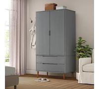 LAPOOH Armario Molde Madera Maciza de Pino Gris 90x55x175 cm, Armarios Dormitorio, Armario Ropero, Roperos De Dormitorio, Armario para Habitación