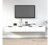 LAPOOH Armarios de Pared 2 Unidades, Muebles Salón, Mueble TV, Mesa Flotante, Gabinet Colgante De Pared, Gabinete De TV, contrachapada Blanco 68x30x20 cm
