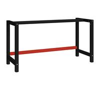 LAPOOH Banco de Trabajo Estructura, Mesa De Trabajo Taller, Caballete Mesa, Banco Herramientas, Bancada De Trabalho, Caballete para Mesa, Metal Negro y Rojo 150x57x79 cm