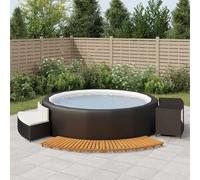 LAPOOH Borde bañera hidromasaje Madera Acacia y ratán sintético Negro, Yacuzzi Exterior Hinchable Piezas De Recambi, Borde para bañera De Hidromasaje SPA 362259