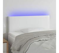 LAPOOH Cabecero con LED, Cabeceros Cama, Cabeceros Moderno, Cabezales Cama, Muebles Habitacion, Mueble Cabecero,Cama Cabeza, Cuero sintético Blanco 90x5x78/88 cm