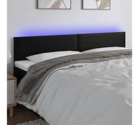LAPOOH Cabecero con LED, Cabeceros Cama, Cabeceros Moderno, Cabezales Cama, Muebles Habitacion, Mueble Cabecero,Cama Cabeza, Cuero sintético Negro 160x5x78/88 cm