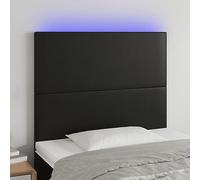 LAPOOH Cabecero con Luces LED, Cabeceros Cama, Cabeceros Moderno, Cabezales Cama, Muebles Habitacion, Mueble Cabecero,Cama Cabeza, Cuero sintético Negro 80x5x118/128 cm