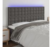 LAPOOH Cabecero con Luces LED Cuero sintético Gris 160x5x118/128 cm, Cabeceros Cama, Cabeceros Moderno, Cabezales Cama, Muebles Habitacion, Cama Cabeza, Mueble Cabecero - 3122524