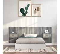 LAPOOH Cabecero de Cama con mesitas, Cabezal De Cama, Cabeceira Cama, Cabecero Y Mesitas, Mesilla De Noche, Madera contrachapada Gris Sonoma