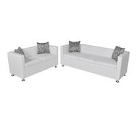 LAPOOH Conjunto de sofás de 2 y 3 plazas y sillón de Cuero Artificial Blanco, Sofas De Salon, Sofa Chaise Longue, Sofa Cama Salon, Muebles Salon