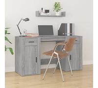 LAPOOH Escritorio con Armario, Mesa Escritorio, Mesa Ordenador, Escritorio Estudio, Mesa Estudio, Escritorio Ordenador, Escritorios es, contrachapada Gris Sonoma