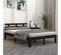 LAPOOH Estructura de Cama, Base Somier, Somier Cama, Base Cama, Marco De Cama, de Madera Maciza Negro 200x200 cm