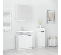 LAPOOH Juego de Muebles de baño 3 Piezas Madera contrachapada Blanco, Muebles para Baño, Muebles para Lavabo, Armario Baño
