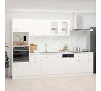 LAPOOH Juego de Muebles de Cocina 7 Piezas, Mueble Fregadero, Encimera, Módulos, Completas, Aglomerado Blanco