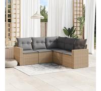 LAPOOH Juego de sofás jardín con Cojines 5 pzas ratán sintético Beige, Sofa Jardin Exterior, Sofa Jardin Terraza, Sofas De Terraza, Muebles Jardin Exterior - 3251286